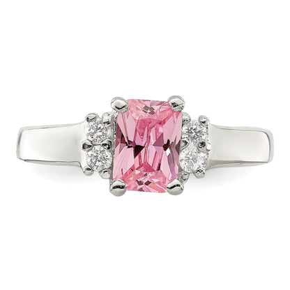 Sterlingsilber Rosa & Weiß Zirkonia Ring