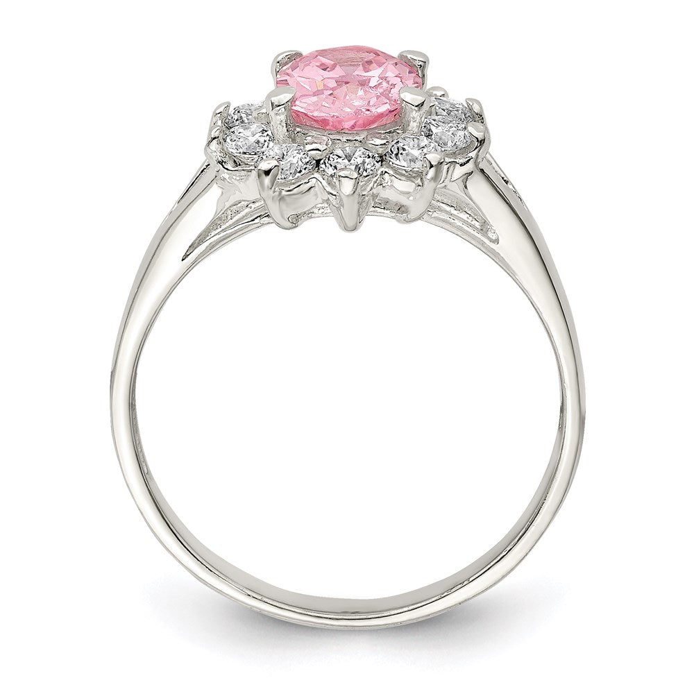 Sterlingsilber Rosa Oval Zirkonia Cluster Ring