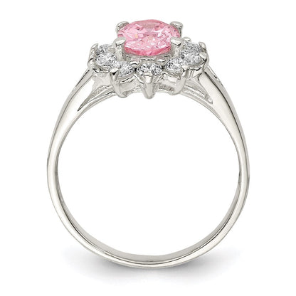 Sterlingsilber Rosa Oval Zirkonia Cluster Ring
