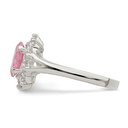 Sterlingsilber Rosa Oval Zirkonia Cluster Ring