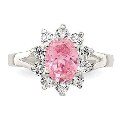 Sterlingsilber Rosa Oval Zirkonia Cluster Ring