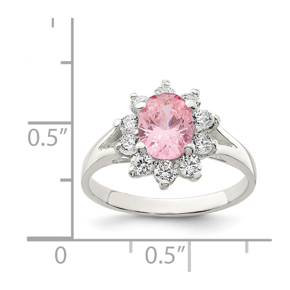 Sterlingsilber Rosa Oval Zirkonia Cluster Ring