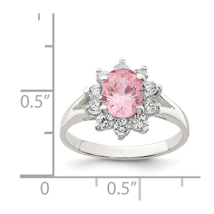 Sterlingsilber Rosa Oval Zirkonia Cluster Ring