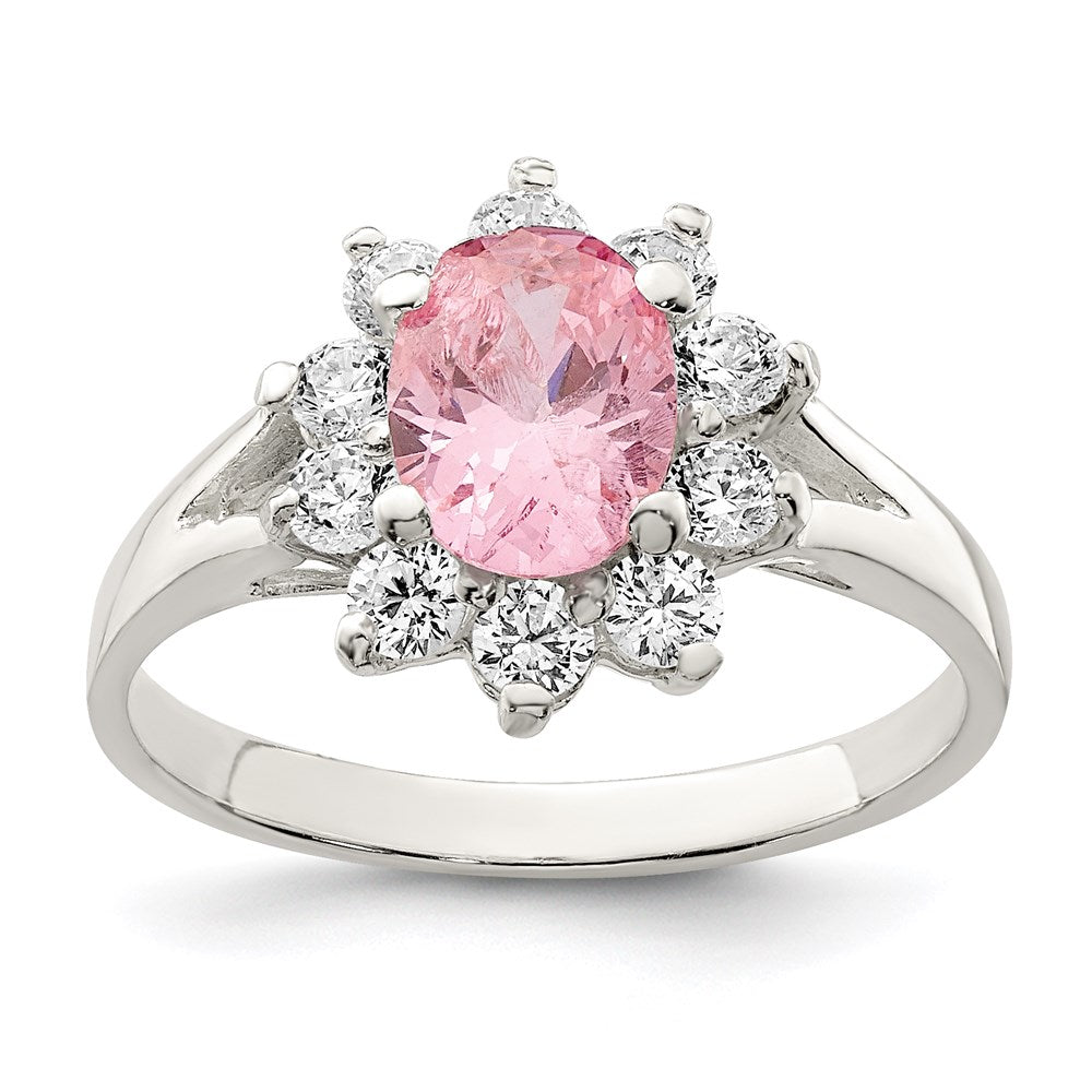 Sterlingsilber Rosa Oval Zirkonia Cluster Ring
