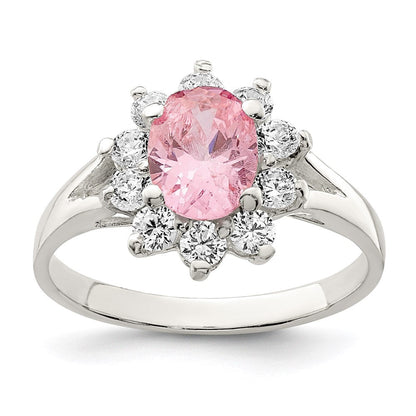 Sterlingsilber Rosa Oval Zirkonia Cluster Ring