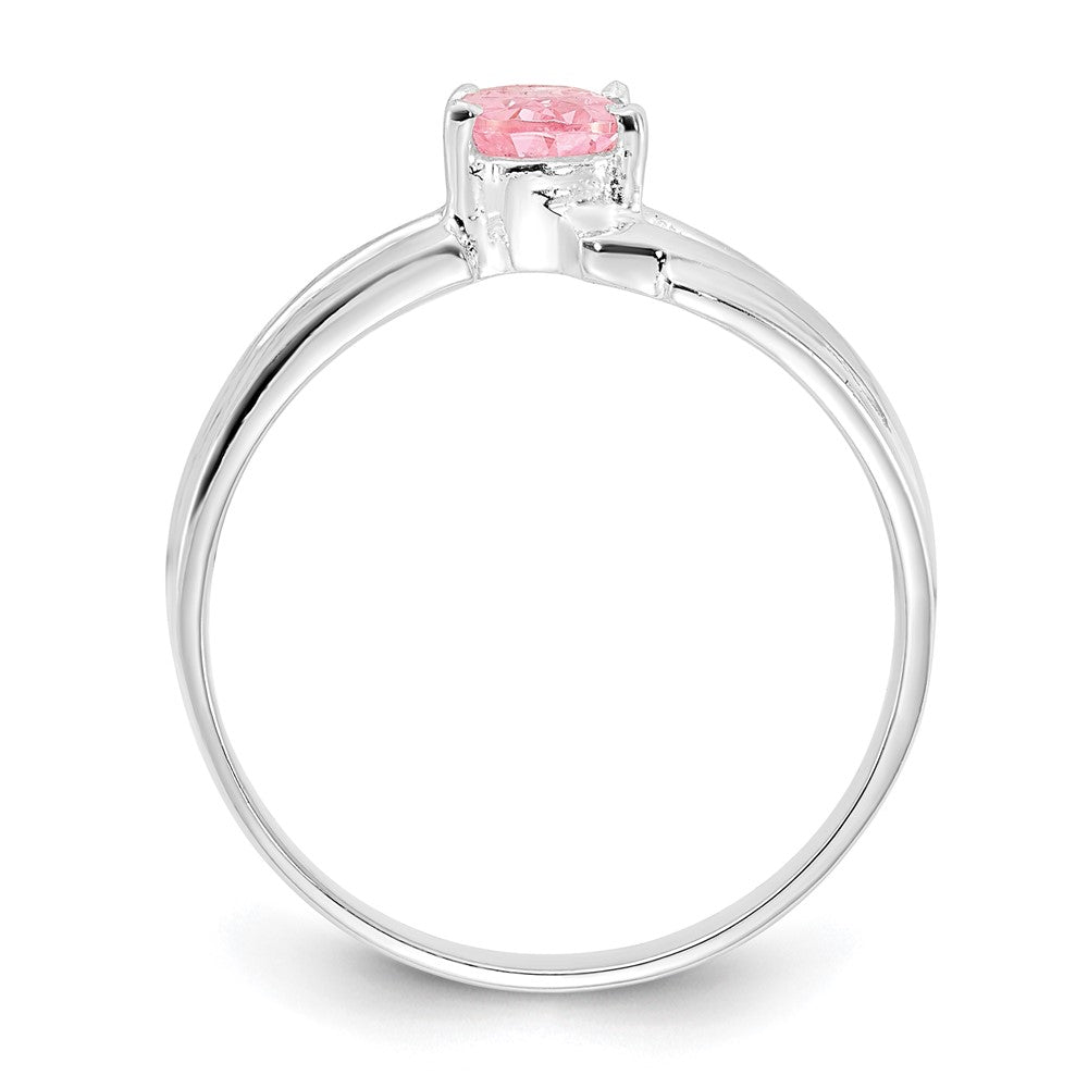 Sterlingsilber Poliert Rosa Oval Zirkonia Ring (size 8 Nur)