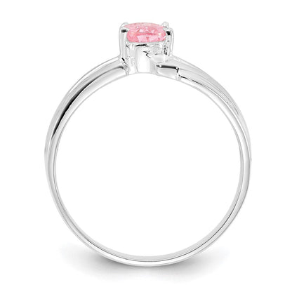 Sterlingsilber Poliert Rosa Oval Zirkonia Ring (size 8 Nur)