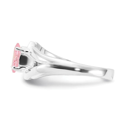 Sterlingsilber Poliert Rosa Oval Zirkonia Ring (size 8 Nur)