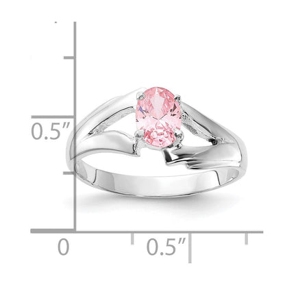 Sterlingsilber Poliert Rosa Oval Zirkonia Ring (size 8 Nur)