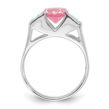 Sterlingsilber Rosa Rund Pavé‚äö Sides Zirkonia Ring (size 6 Nur)