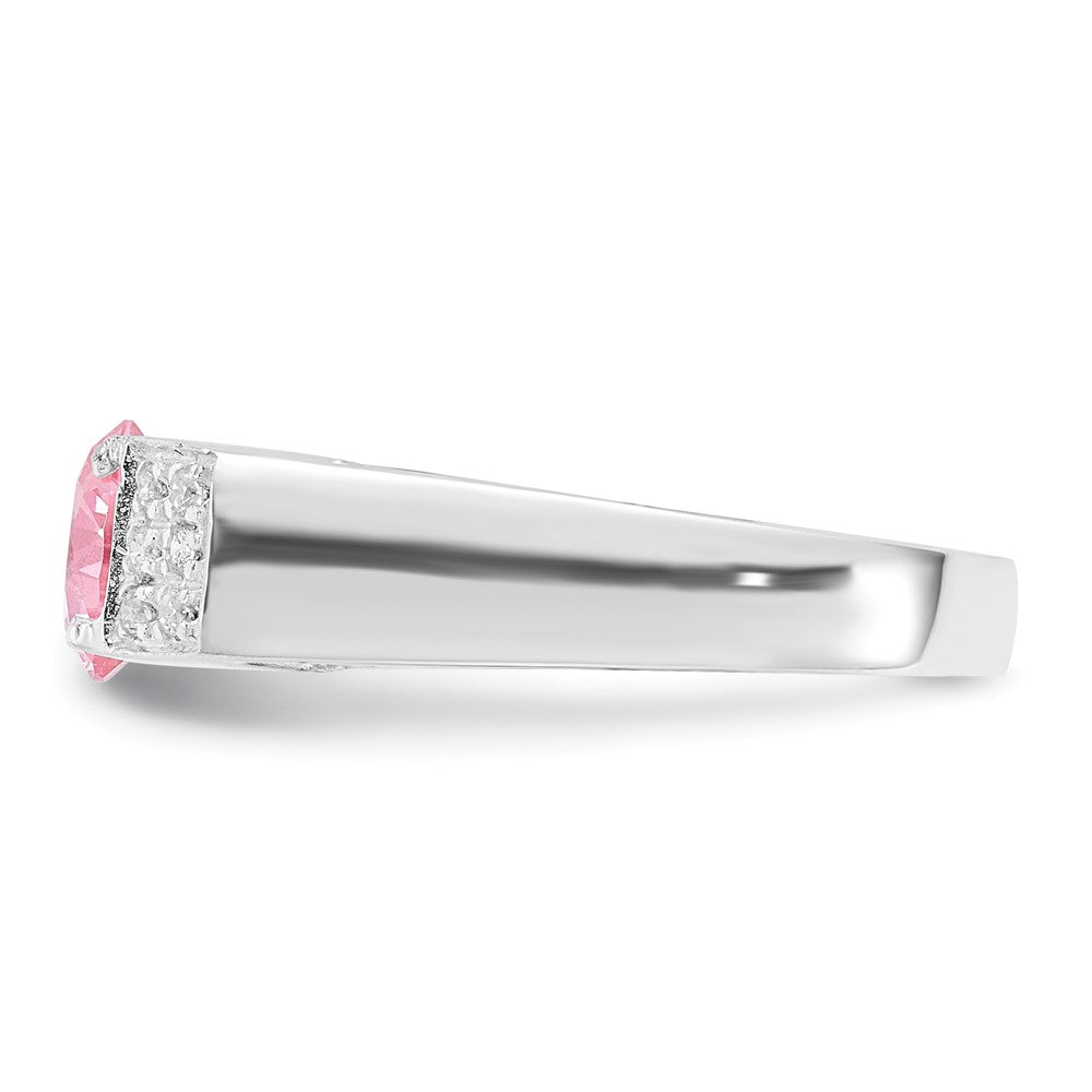 Sterlingsilber Rosa Rund Pavé‚äö Sides Zirkonia Ring (size 6 Nur)
