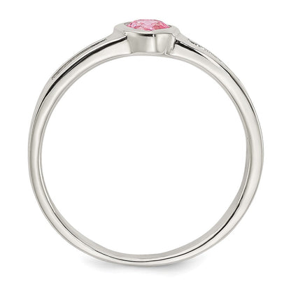 Sterlingsilber Rosa Zirkonia Herz Ring