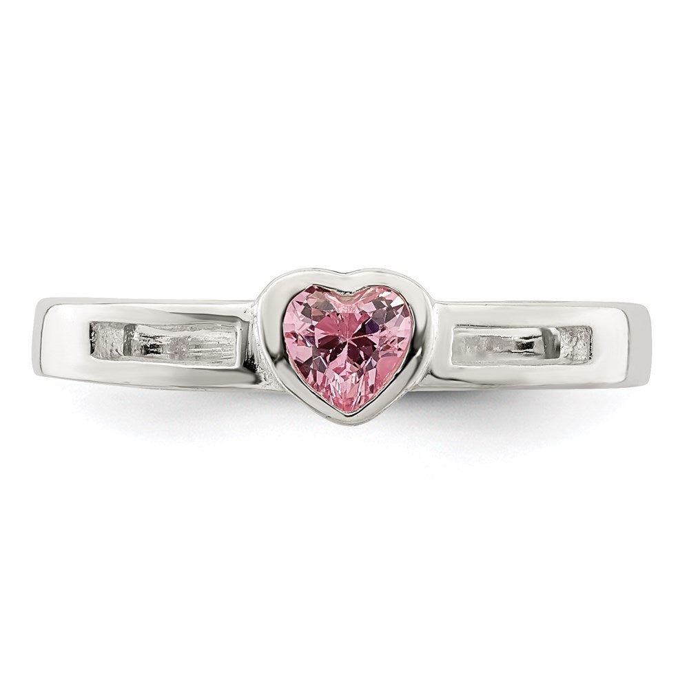 Sterlingsilber Rosa Zirkonia Herz Ring