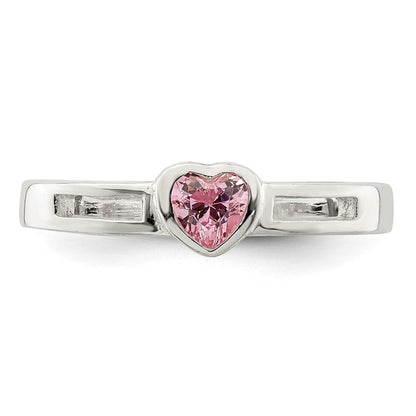 Sterlingsilber Rosa Zirkonia Herz Ring