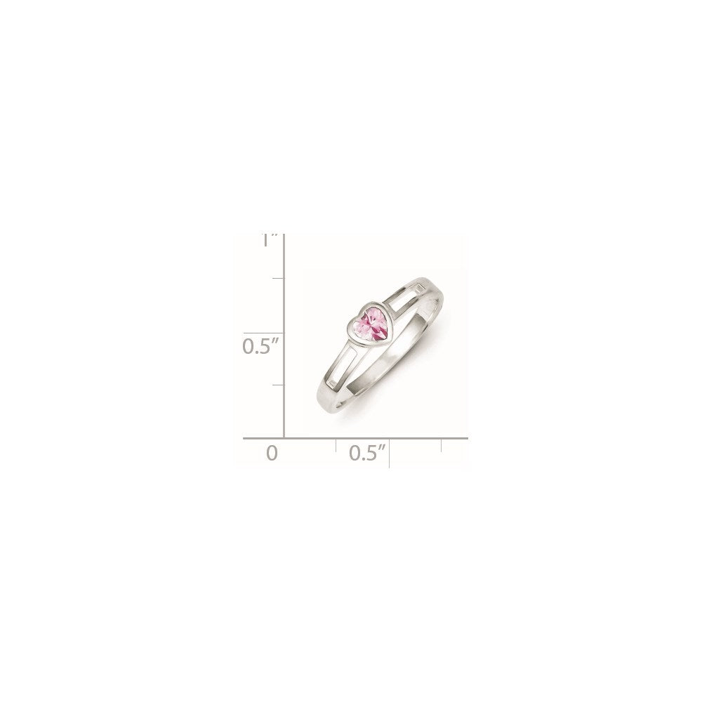 Sterlingsilber Rosa Zirkonia Herz Ring