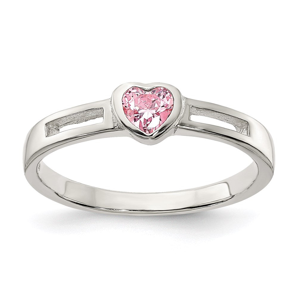 Sterlingsilber Rosa Zirkonia Herz Ring