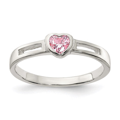Sterlingsilber Rosa Zirkonia Herz Ring