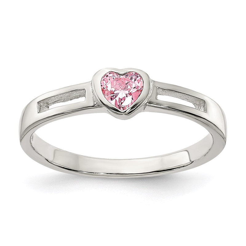 Sterlingsilber Rosa Zirkonia Herz Ring
