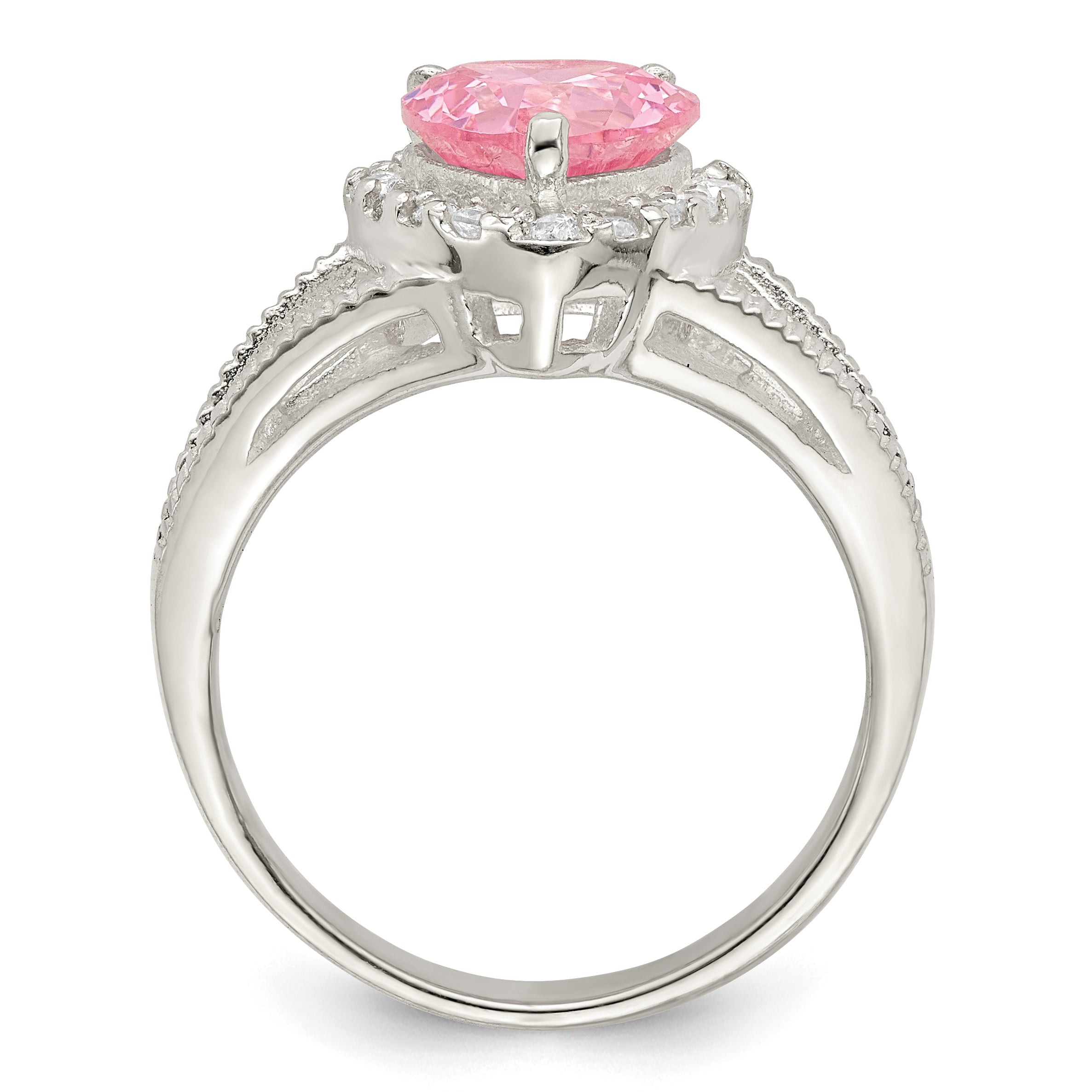 Sterlingsilber Rosa Zirkonia Herz Ring