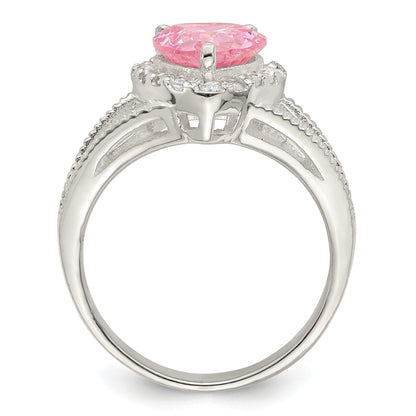 Sterlingsilber Rosa Zirkonia Herz Ring