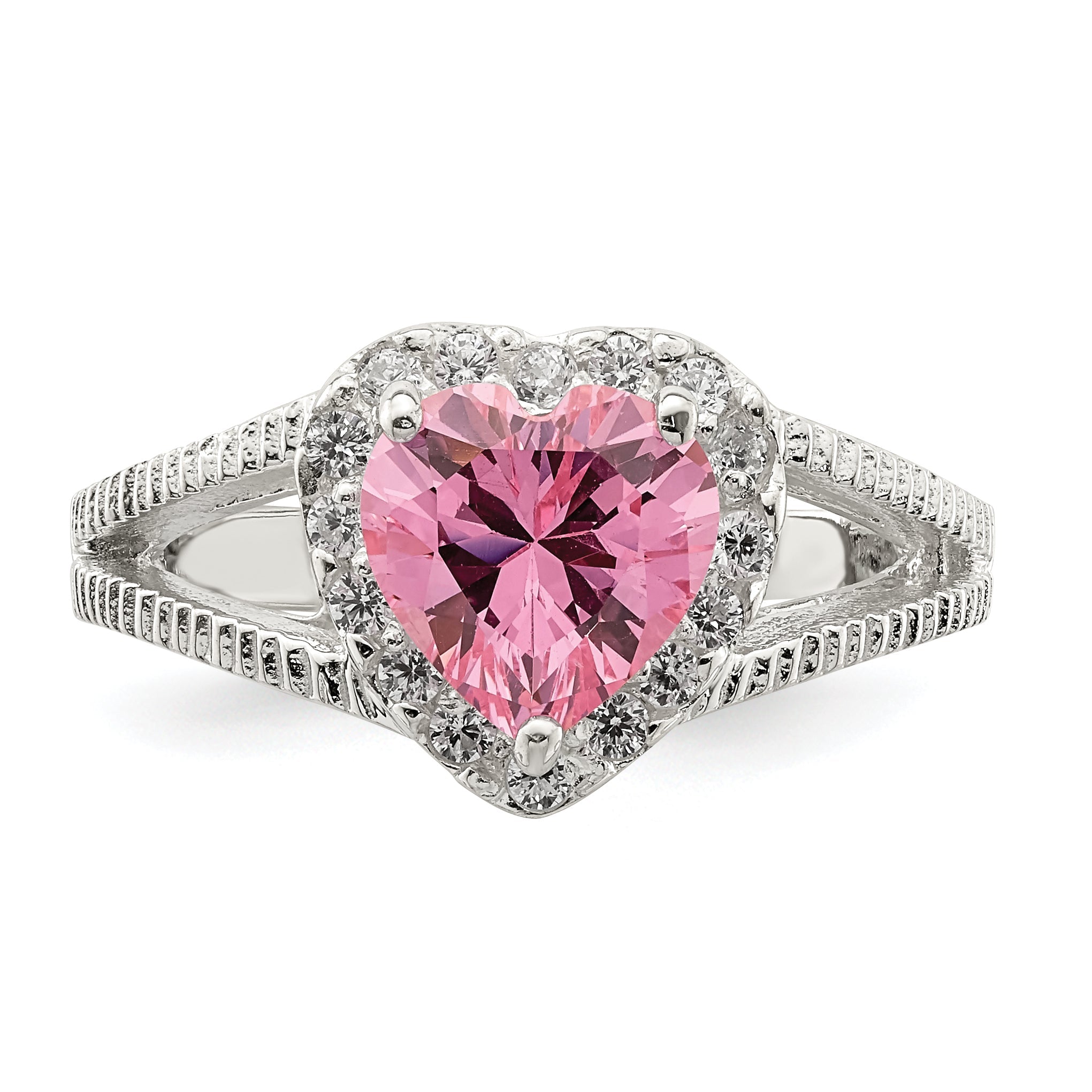 Sterlingsilber Rosa Zirkonia Herz Ring