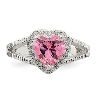 Sterlingsilber Rosa Zirkonia Herz Ring