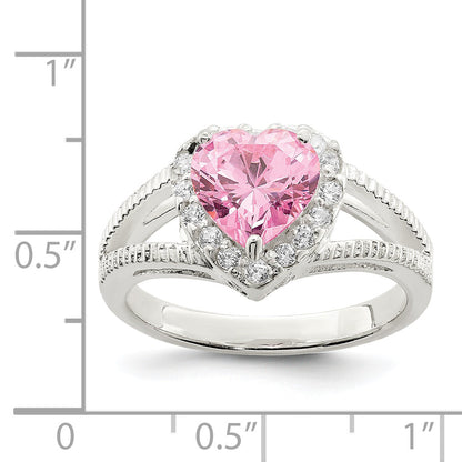 Sterlingsilber Rosa Zirkonia Herz Ring