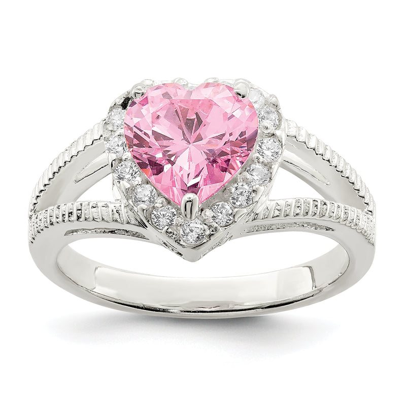 Sterlingsilber Rosa Zirkonia Herz Ring