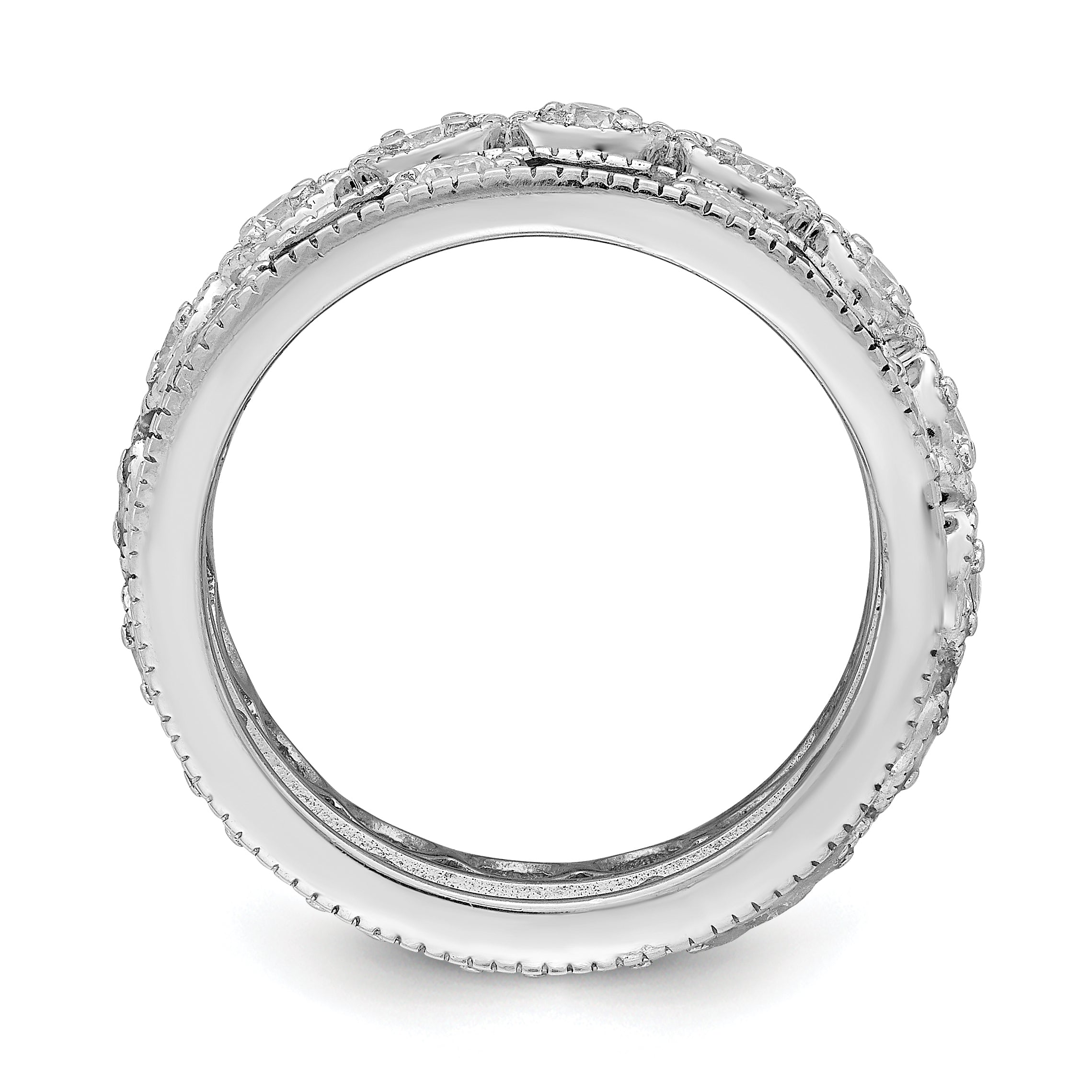 Sterlingsilber Rhodiniert Dreifach Ring Blau/white/clear Kreis Mittig Ring