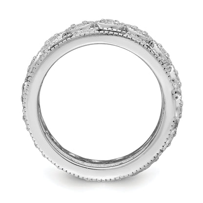 Sterlingsilber Rhodiniert Dreifach Ring Blau/white/clear Kreis Mittig Ring