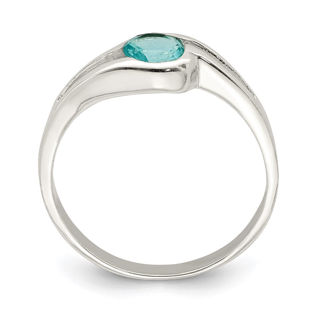 Sterlingsilber Licht Blau Rund Zargenfassung Zirkonia Ring