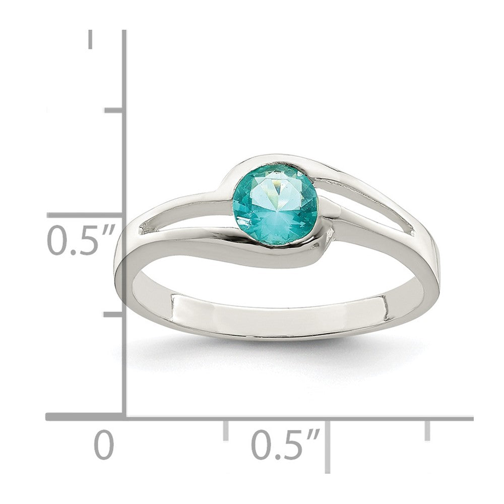 Sterlingsilber Licht Blau Rund Zargenfassung Zirkonia Ring