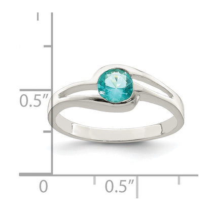 Sterlingsilber Licht Blau Rund Zargenfassung Zirkonia Ring