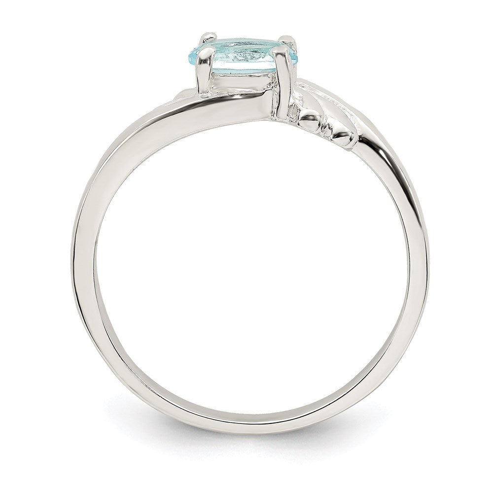 Sterlingsilber Licht Blau Oval Zirkonia Ring (size 7 Nur)
