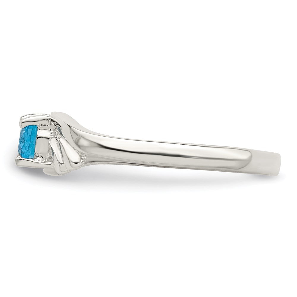 Sterlingsilber Licht Blau Oval Zirkonia Ring (size 7 Nur)