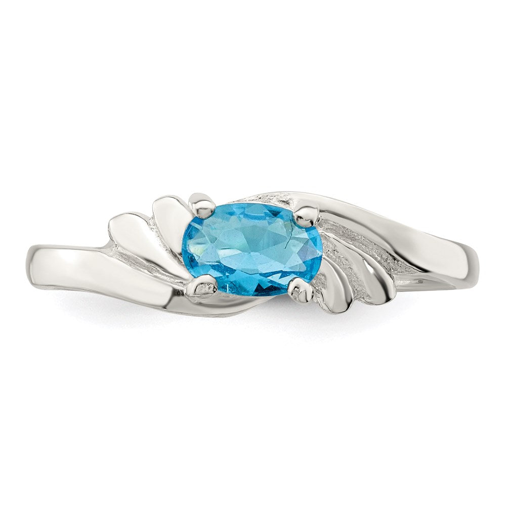 Sterlingsilber Licht Blau Oval Zirkonia Ring (size 7 Nur)