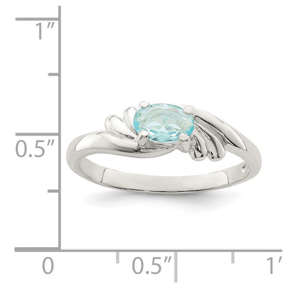 Sterlingsilber Licht Blau Oval Zirkonia Ring (size 7 Nur)