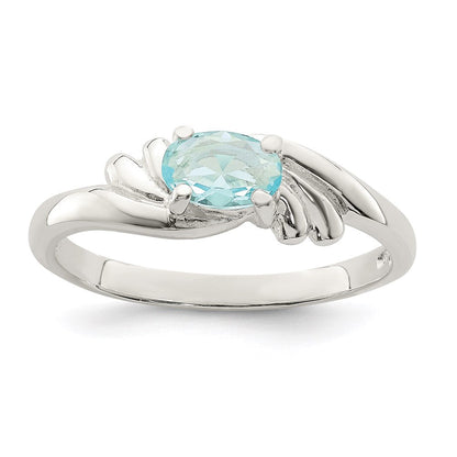 Sterlingsilber Licht Blau Oval Zirkonia Ring (size 7 Nur)