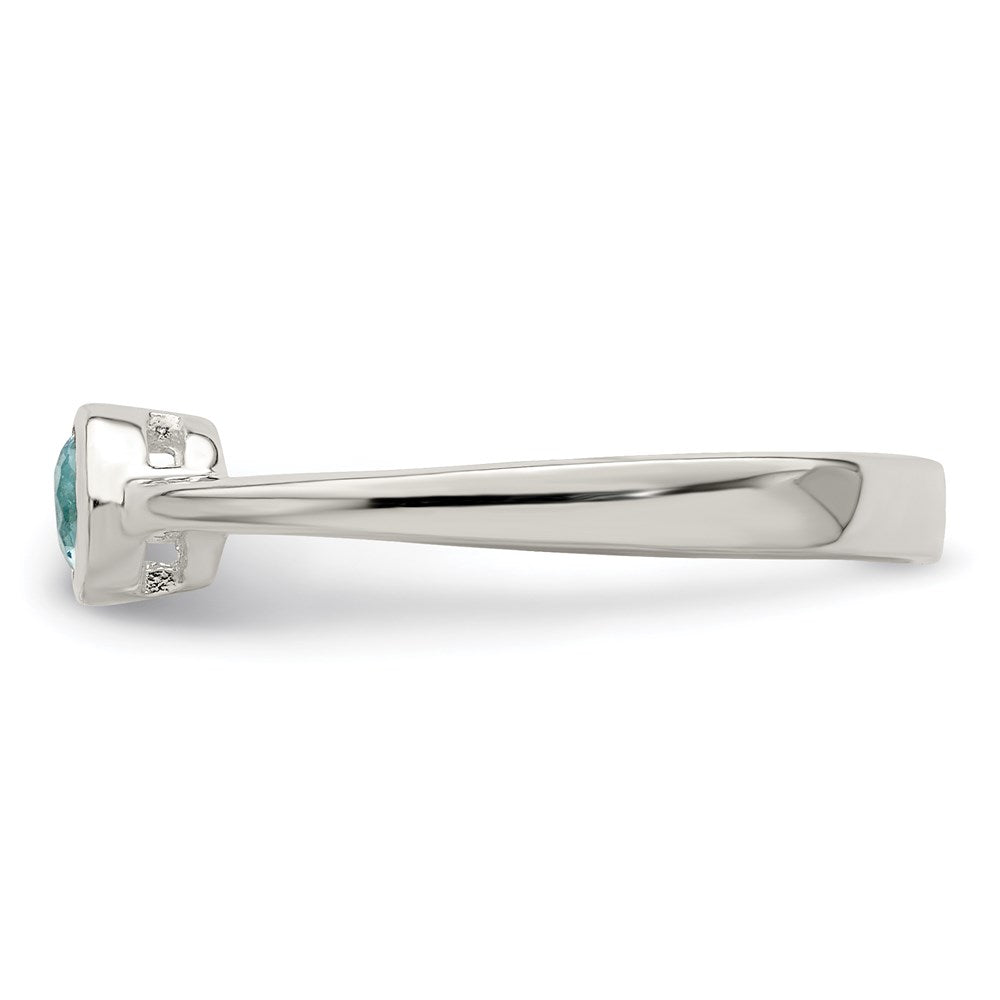 Sterlingsilber Licht Blau Rund Zargenfassung Zirkonia Ring