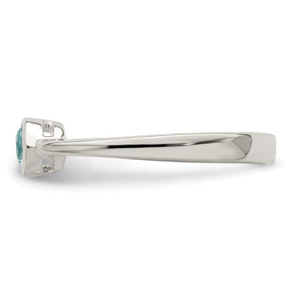 Sterlingsilber Licht Blau Rund Zargenfassung Zirkonia Ring
