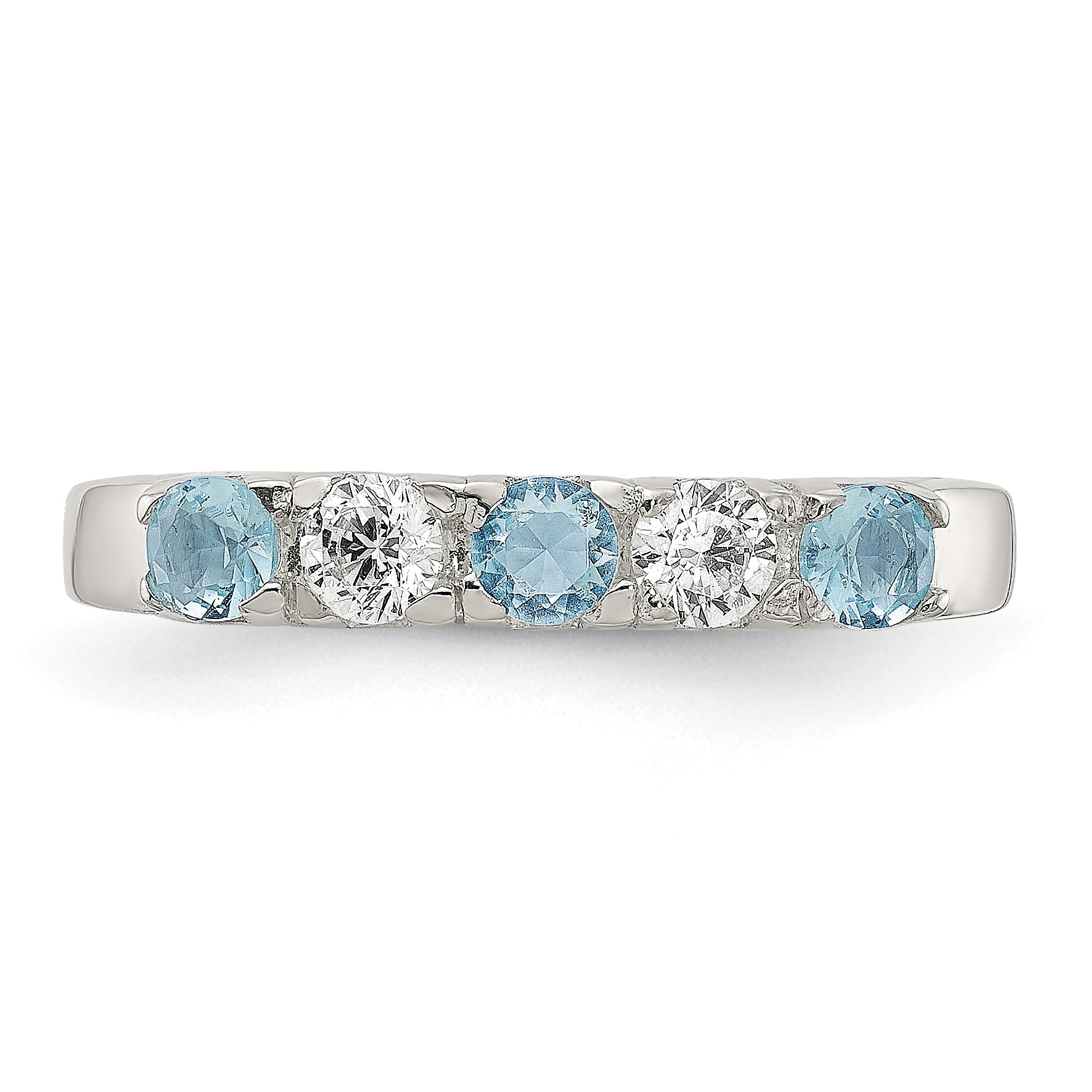 Sterlingsilber Licht Blau & Weiß Zirkonia Ring