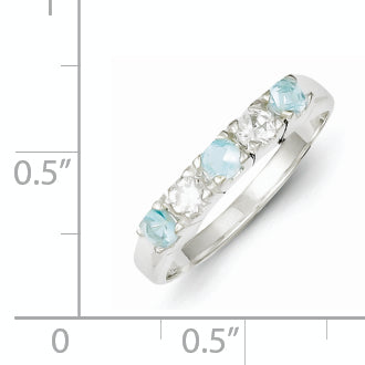 Sterlingsilber Licht Blau & Weiß Zirkonia Ring
