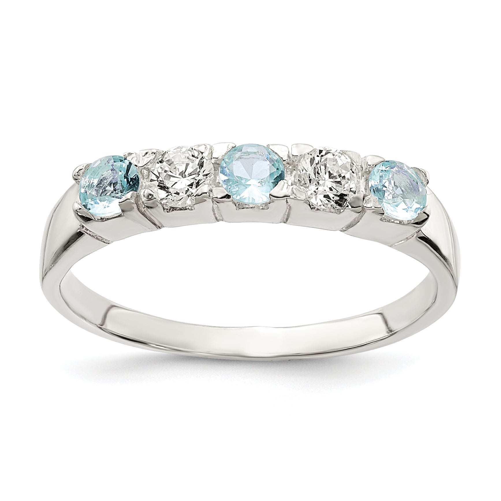 Sterlingsilber Licht Blau & Weiß Zirkonia Ring