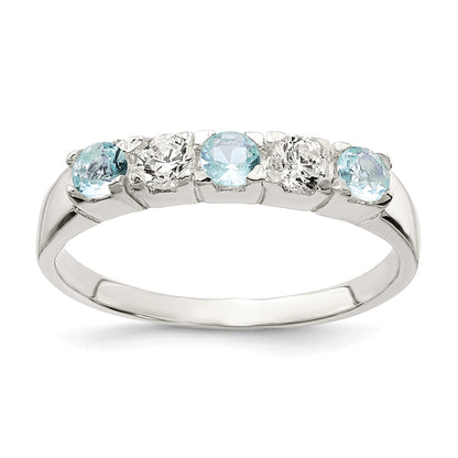 Sterlingsilber Licht Blau & Weiß Zirkonia Ring