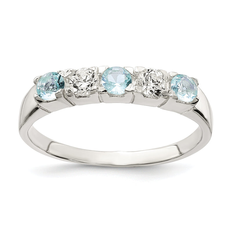 Sterlingsilber Licht Blau & Weiß Zirkonia Ring