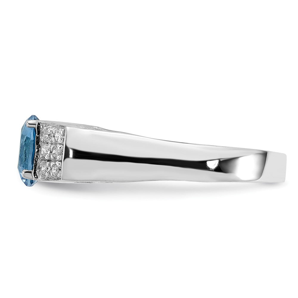 Sterlingsilber Licht Blau Rund Pavé‚äö Sides Zirkonia Ring
