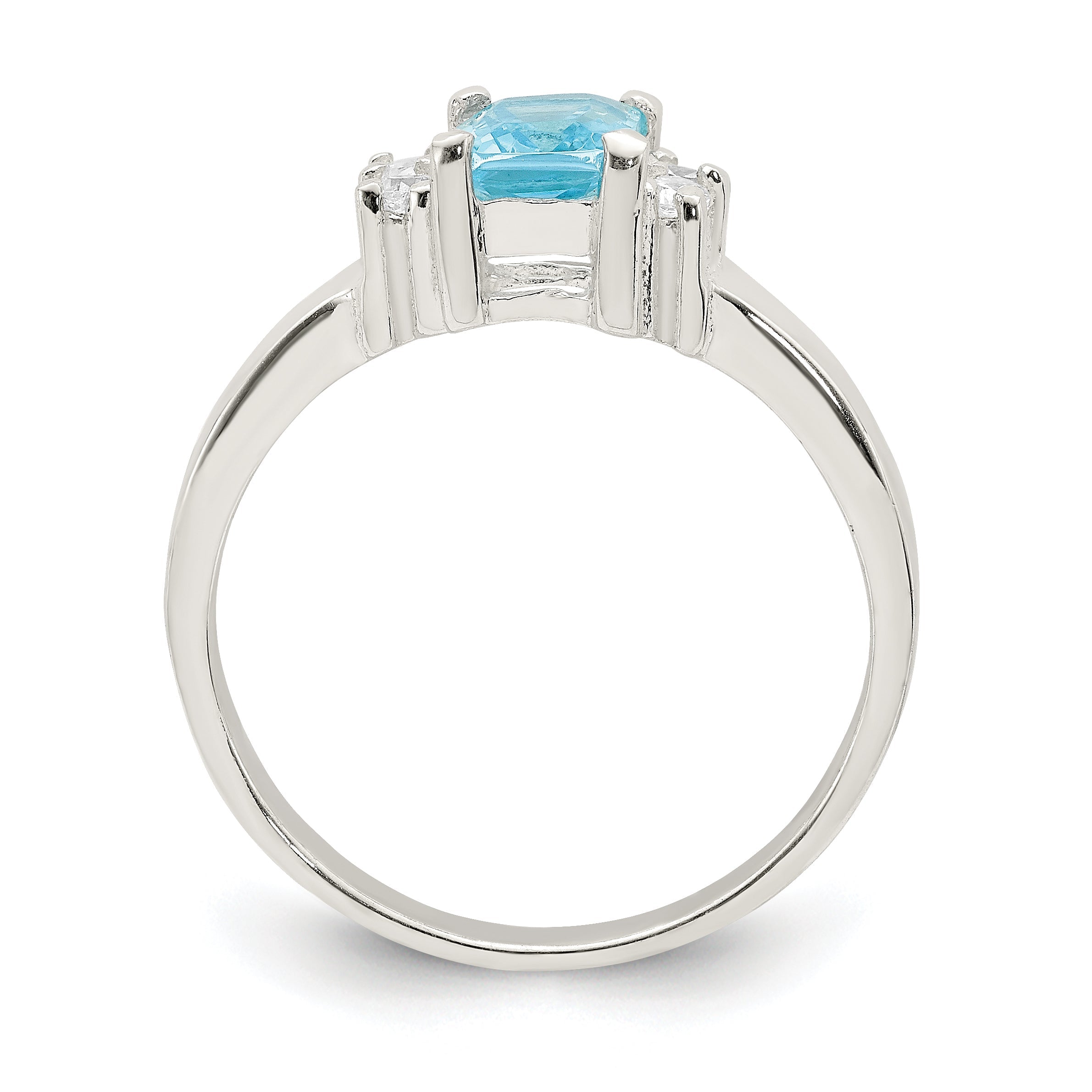 Sterlingsilber Licht Blau & Weiß Zirkonia Ring