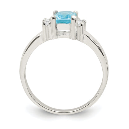 Sterlingsilber Licht Blau & Weiß Zirkonia Ring