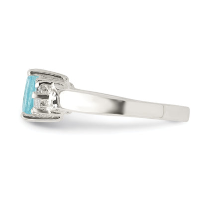 Sterlingsilber Licht Blau & Weiß Zirkonia Ring