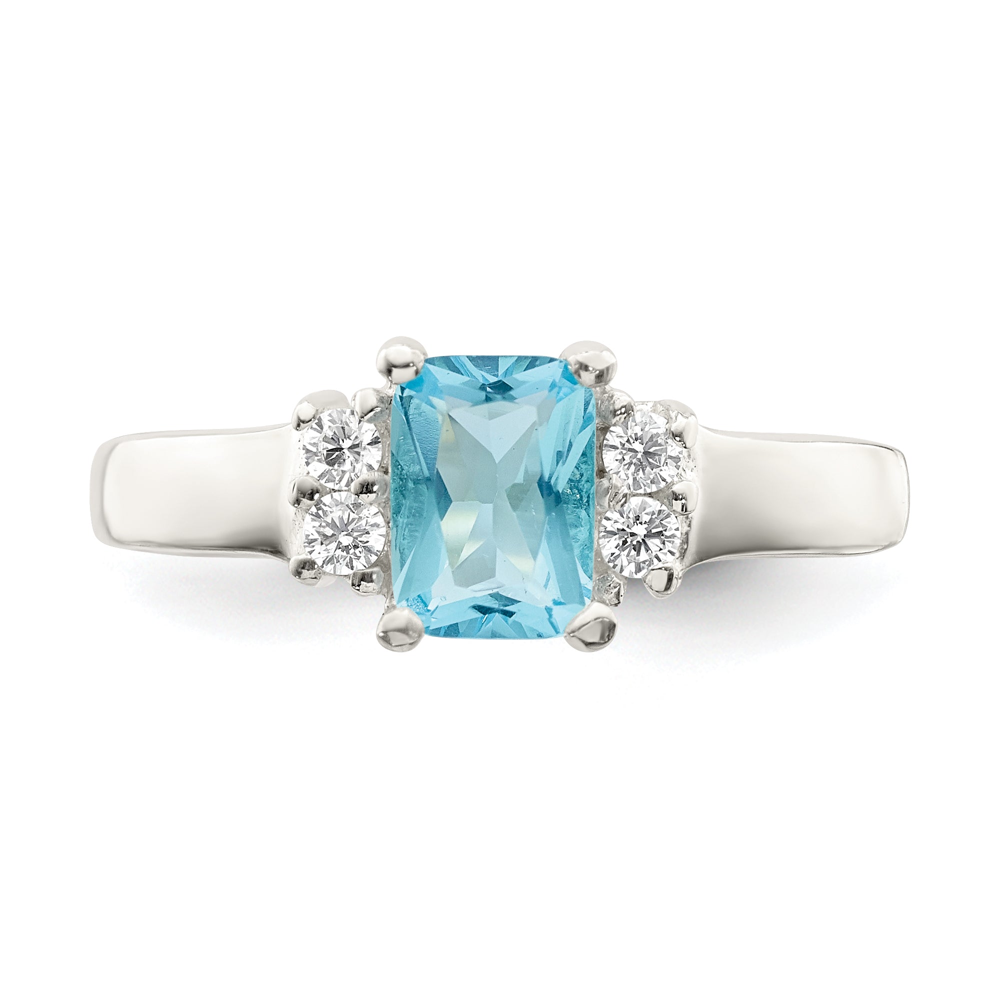 Sterlingsilber Licht Blau & Weiß Zirkonia Ring